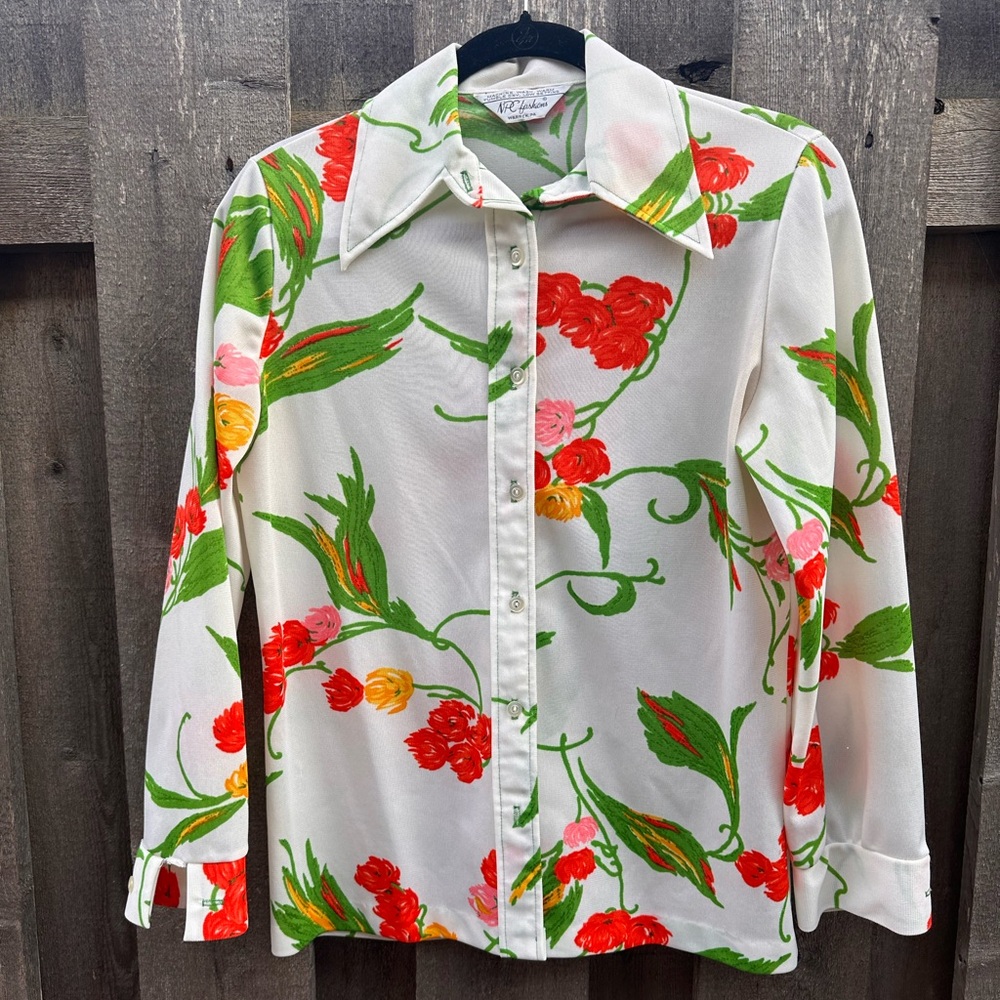 Vintage 1960s/70s Floral Print Button Down Shirt